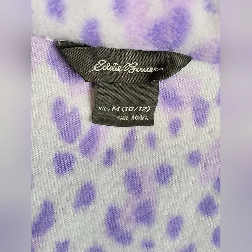 Eddie Bauer Fleece Jacket Girls M 10/12 Leopard Print Full Zip